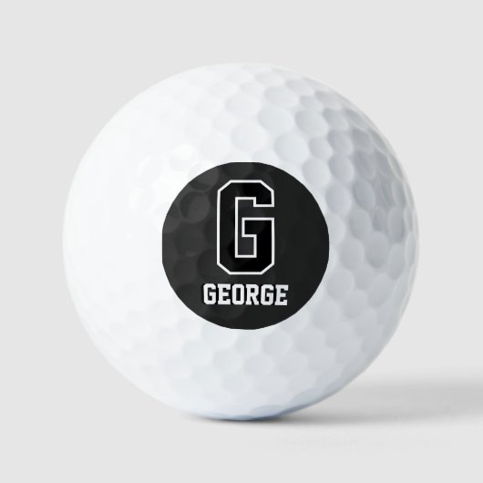Aangepast zwart wit, speciaal monogram voor hem golfballen (Voorkant)