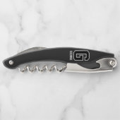 Aangepast zwart wit, speciaal monogram voor hem kurkentrekker (Achterkant)