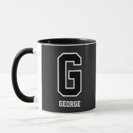 Aangepast zwart wit, speciaal monogram voor hem mok