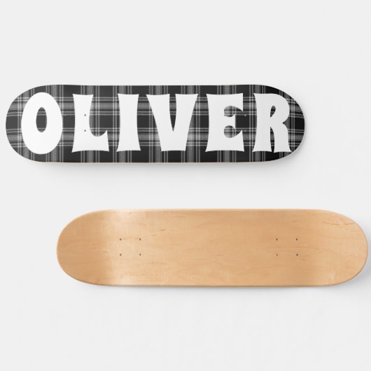 Aangepast zwart-wit tartan dambord persoonlijk skateboard (Horizontaal)