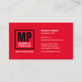 Aangepast zwart-wit vierkant monogram Logo Visitekaartje (Voorkant)