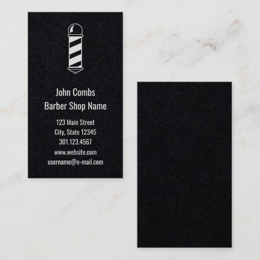 Aangepast zwart-wit Visitekaartje met Barber Pole (Voorkant / Achterkant)