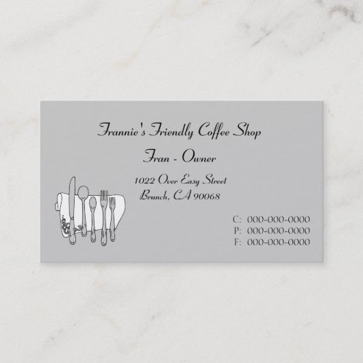 Aangepast zwart wit, zilverware Visitekaartje (Voorkant)