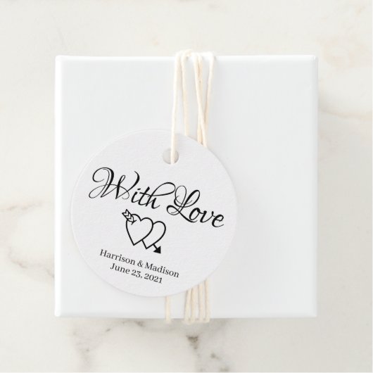 Aangepast zwart witscript harten Weddenschap Bedankjes Labels (In situ)