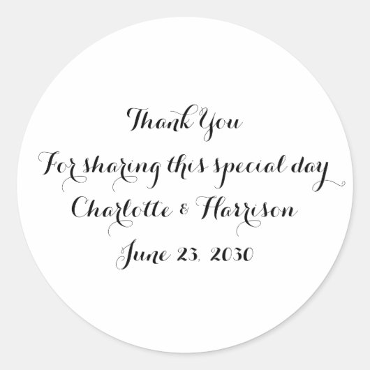 Aangepast zwart witscript Weduwcadeautje Ronde Sticker (Voorkant)