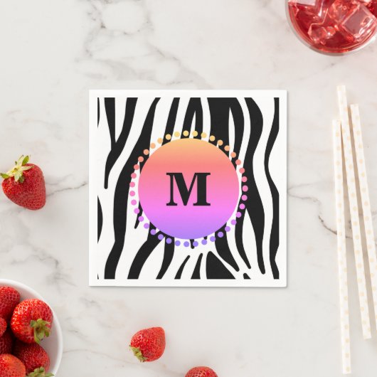 Aangepast zwart Zebra Stripe monogram Servetten (Insitu)