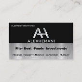 Aangepast - zwart zilver stalen monogram visitekaartje (Achterkant)