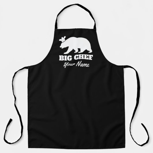 Aangepast zwart zwart beer BBQ-kookpron Schort (Voorkant)