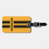 Aangepast zwart, zwart, zwart, sport Stripe Bagagelabel (Voorkant horizontaal)