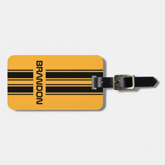 Aangepast zwart, zwart, zwart, sport Stripe Bagagelabel (Voorkant horizontaal)