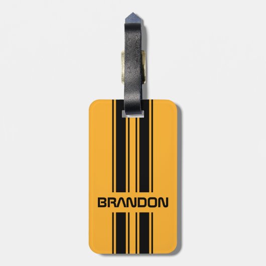 Aangepast zwart, zwart, zwart, sport Stripe Bagagelabel (Achterkant verticaal)