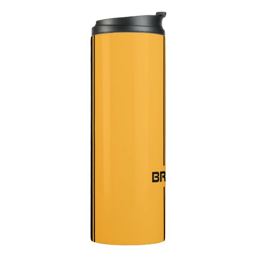 Aangepast zwart, zwart, zwart, sport Stripe Thermosbeker (Gedraaid links)