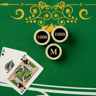Aangepast Zwarte Gouden Monogram 1000 Toernooi Gam Poker Chips