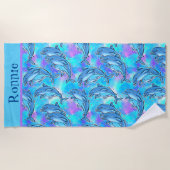 Aangepast zwemmen met Dolphins Beach Towel Strandlaken (Voorkant)