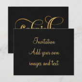 Aangepast Zwirly Manuscript Gabrielle Gold op Blac Kaart (Voorkant / Achterkant)