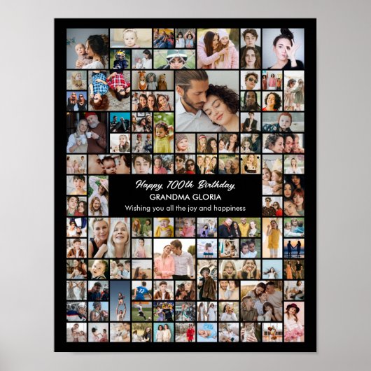 Aangepaste 100 foto's Fotocollage 100ste verjaarda Poster (Voorkant)