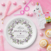 Aangepaste 100e Verjaardag Paarse Lila Lente Bloem Papieren Bordje (Feest)