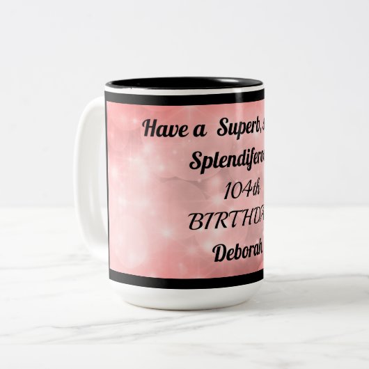 Aangepaste 104e verjaardag Mok (Voorkant links)