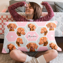 Aangepaste 10 hondenfoto collage monogram roze gri