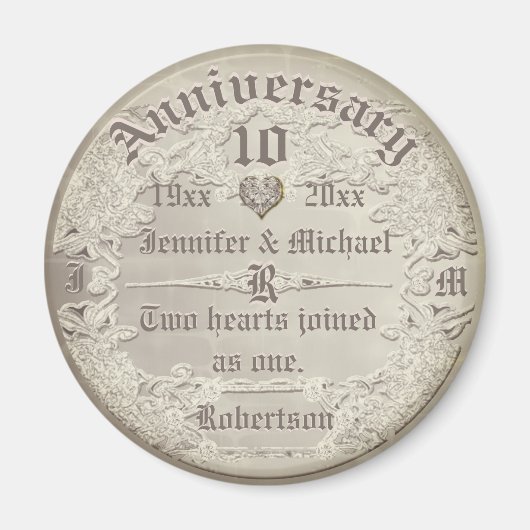 Aangepaste 10e Jubileum  koperen look Magneet (Voorkant)