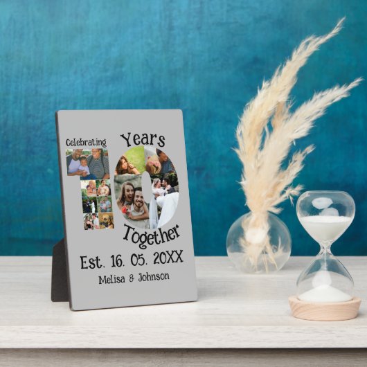 Aangepaste 10e trouwdag 11 foto collage fotoplaat (Zijkant)