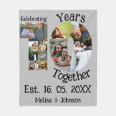 Aangepaste 10e trouwdag 11 fotocollage fleece deken (Voorkant)