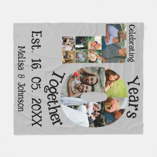 Aangepaste 10e trouwdag 11 fotocollage fleece deken (Voorkant (Horizontaal))