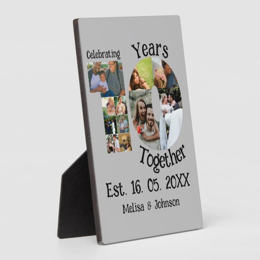 Aangepaste 10e trouwdag 11 fotocollage fotoplaat (Zijkant)
