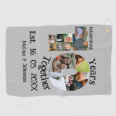 Aangepaste 10e trouwdag 11 fotocollage golfhanddoek (Horizontaal)