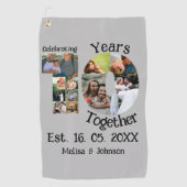 Aangepaste 10e trouwdag 11 fotocollage golfhanddoek (Voorkant)