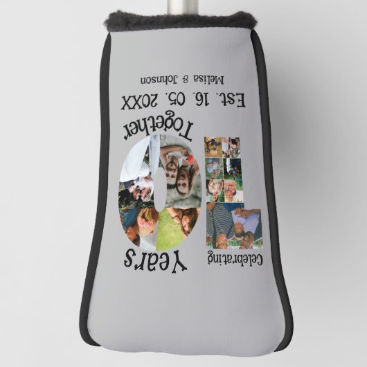 Aangepaste 10e trouwdag 11 fotocollage golfheadcover (Draai 90)