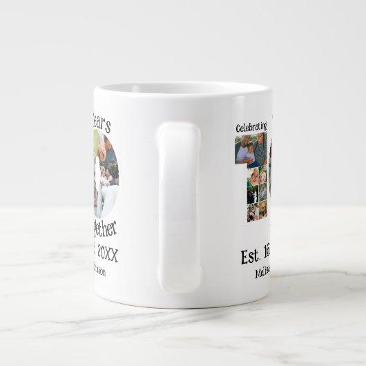 Aangepaste 10e trouwdag 11 fotocollage grote koffiekop (Achterkant)