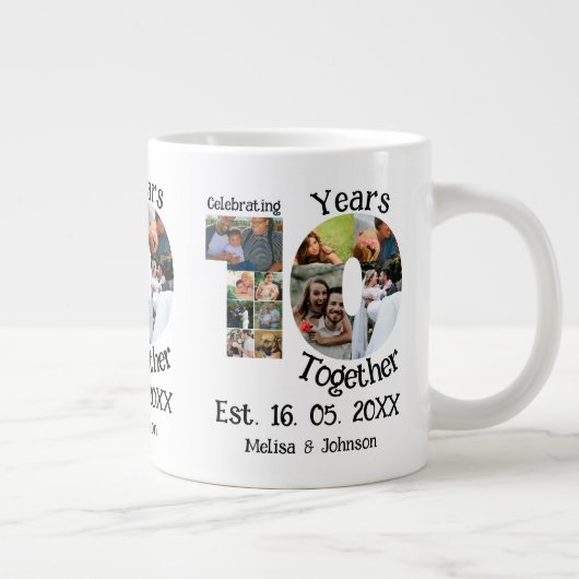 Aangepaste 10e trouwdag 11 fotocollage grote koffiekop (Rechts)
