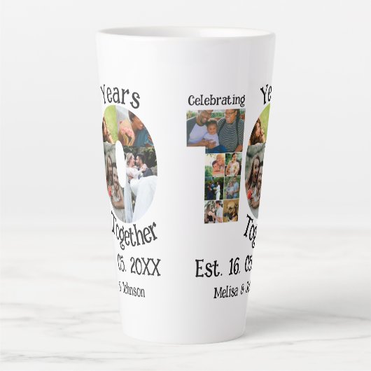 Aangepaste 10e trouwdag 11 fotocollage latte mok (Voorkant)