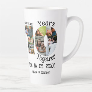 Aangepaste 10e trouwdag 11 fotocollage latte mok