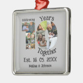Aangepaste 10e trouwdag 11 fotocollage metalen ornament (Links)