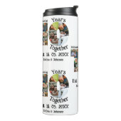 Aangepaste 10e trouwdag 11 fotocollage thermosbeker (Gedraaid links)