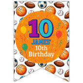 Aangepaste 10e verjaardag sportthema vlaggetjes (Eerste vlag)