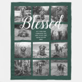 Aangepaste 11 foto Collage BLESSED Dark Green Fleece Deken (Voorkant)