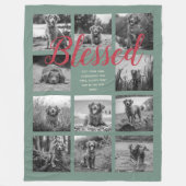 Aangepaste 11 foto-Collage BLESSED Dusty Green Fleece Deken (Voorkant)