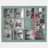 Aangepaste 11 foto-Collage BLESSED Dusty Green Fleece Deken (Voorkant (Horizontaal))