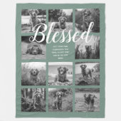 Aangepaste 11 foto-Collage BLESSED Dusty Green Fleece Deken (Voorkant)