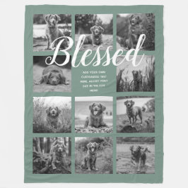 Aangepaste 11 foto-Collage BLESSED Dusty Green Fleece Deken