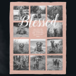 Aangepaste 11 foto-Collage BLESSED Dusty Pink Fleece Deken<br><div class="desc">Een cadeau voor kerstfeestdagen, op maat gesneden, elegante fotodeken met de tekst 'Zonder inhoud' in witte, handgeschreven script, biedt een stoffige roze achtergrond die kan worden gewijzigd in elke kleur, voegt u gewoon 11 foto's van uw keuze en uw eigen gepersonaliseerde tekst toe in de chic handgeschreven script calligrafie en...</div>