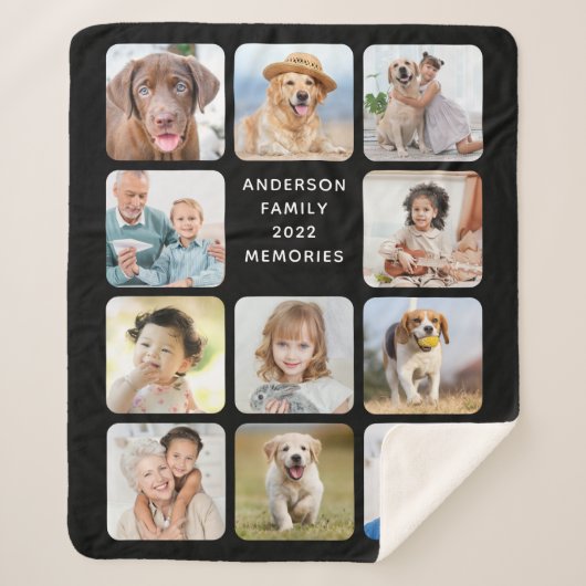 Aangepaste 11 foto-collage Creëer Uw eigen foto Sherpa Deken (Voorkant)