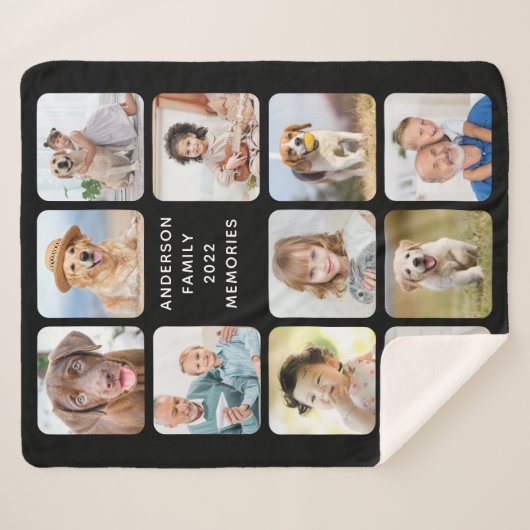 Aangepaste 11 foto-collage Creëer Uw eigen foto Sherpa Deken (Voorkant (horizontaal))