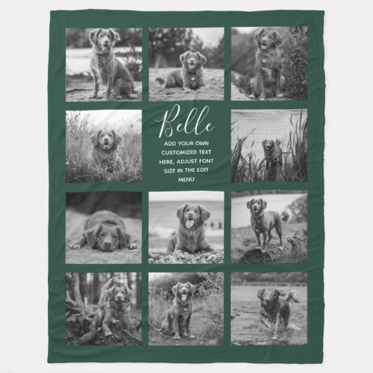 Aangepaste 11 foto Collage Dark Green Fleece Deken (Voorkant)