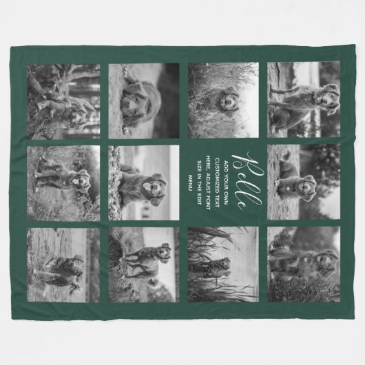 Aangepaste 11 foto Collage Dark Green Fleece Deken (Voorkant (Horizontaal))