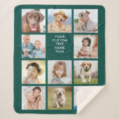 Aangepaste 11 foto Collage Trendy Emerald Green Sherpa Deken (Voorkant)