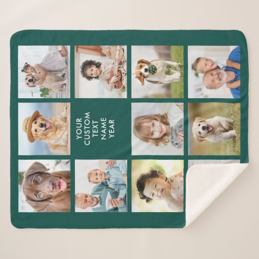 Aangepaste 11 foto Collage Trendy Emerald Green Sherpa Deken (Voorkant (horizontaal))